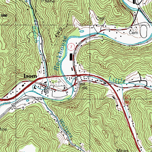 Topographic Map of Isom Post Office, KY