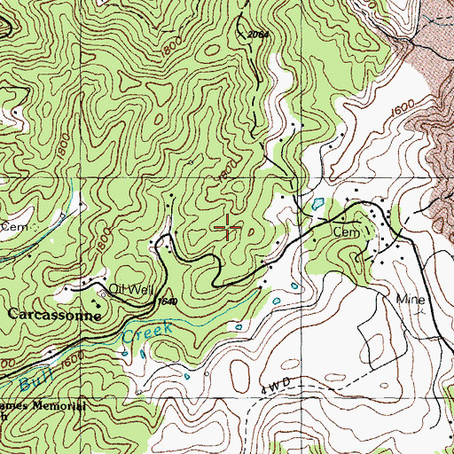 Topographic Map of James D Caudill Cemetery, KY