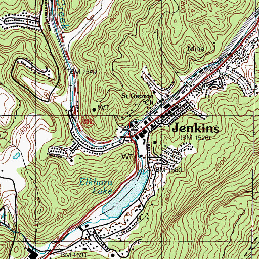 Topographic Map of Jenkins Post Office, KY