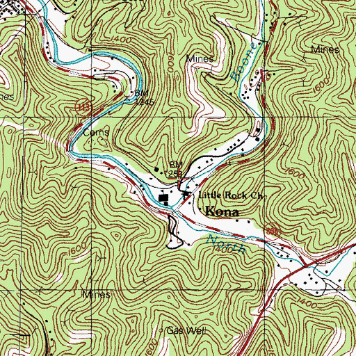 Topographic Map of Kona Post Office (historical), KY