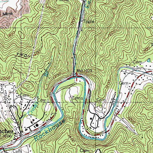 Topographic Map of Letcher Post Office (historical), KY