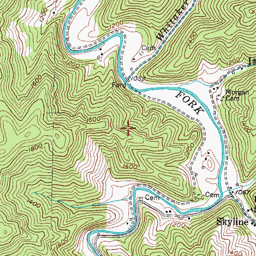 Topographic Map of Lilley Cornett Woods, KY