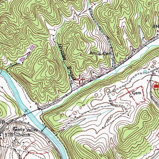 Topographic Map of Lusk Post Office (historical), KY