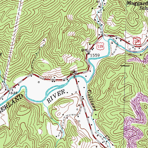 Topographic Map of Maggard Post Office (historical), KY