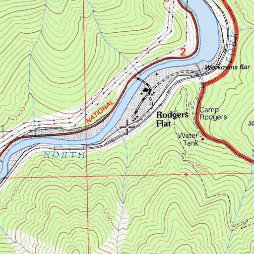 Topographic Map of Camp Rodgers, CA
