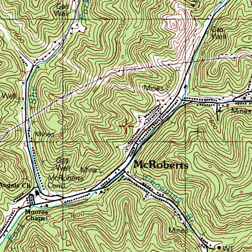 Topographic Map of McRoberts Railroad Station (historical), KY