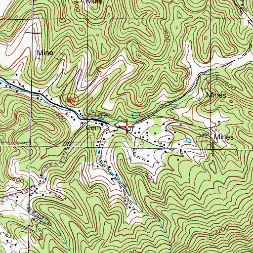 Topographic Map of Pine Creek School (historical), KY