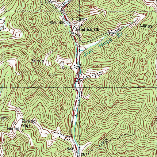 Topographic Map of Sandlick Post Office (historical), KY