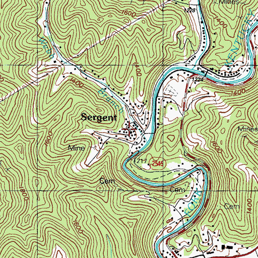 Topographic Map of Sergeant Church, KY