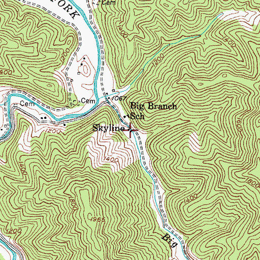 Topographic Map of Skyline Post Office (historical), KY