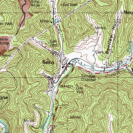 Topographic Map of South East Coal Company Post Office, KY