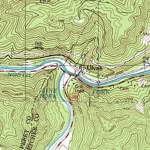 Topographic Map of Ulvah Railroad Station (historical), KY