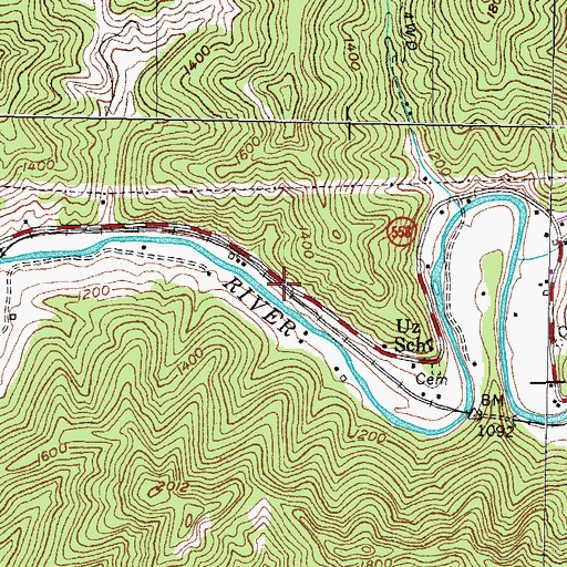 Topographic Map of UZ Railroad Station (historical), KY