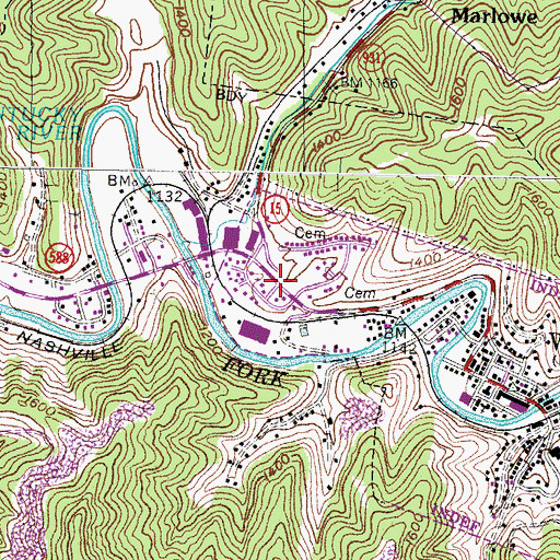 Topographic Map of West Whitesburg (historical), KY