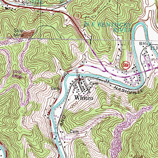Topographic Map of Whitco Post Office (historical), KY