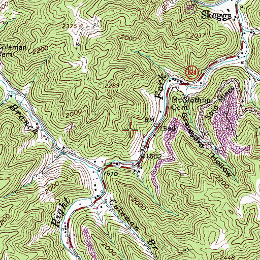 Topographic Map of Arminta Post Office (historical), KY