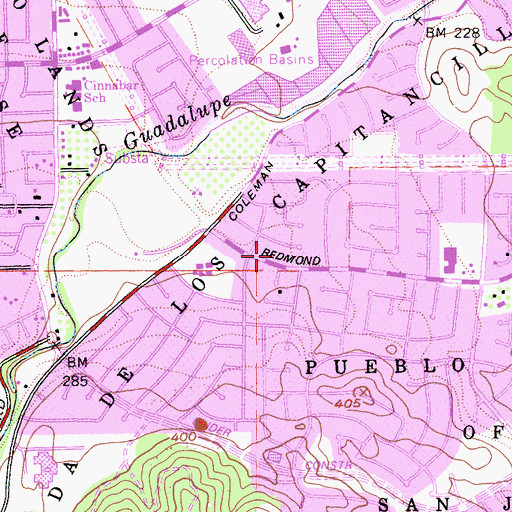 Topographic Map of Caada De Los Capitancillos, CA