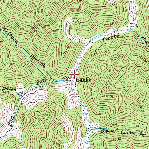 Topographic Map of Banks (historical), KY