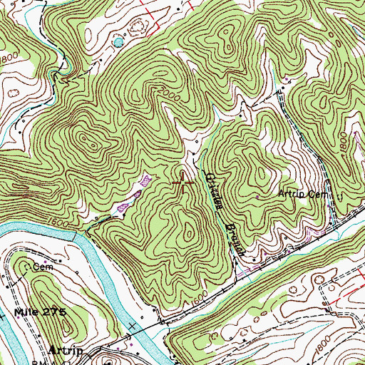 Topographic Map of Bear Branch Post Office (historical), KY