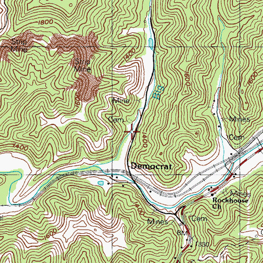 Topographic Map of Big Branch School (historical), KY