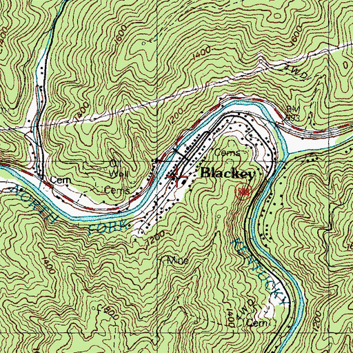 Topographic Map of Blackey School, KY