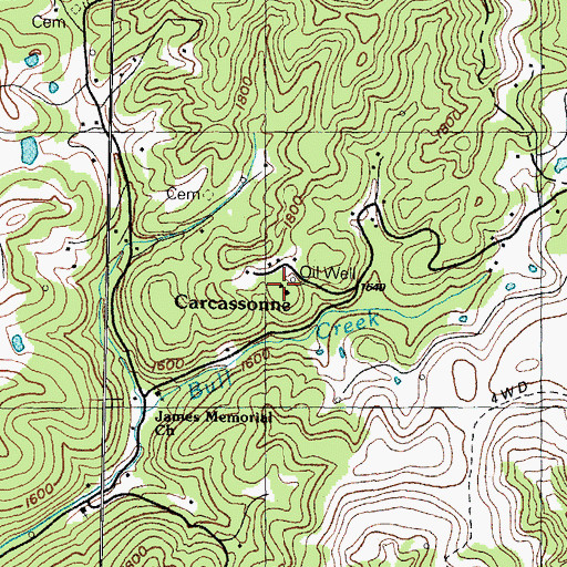 Topographic Map of Careassonne Community Center, KY