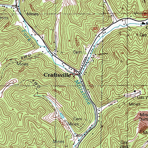 Topographic Map of Craftsville (historical), KY