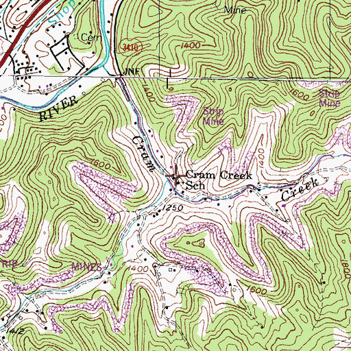 Topographic Map of Cram Creek Church, KY