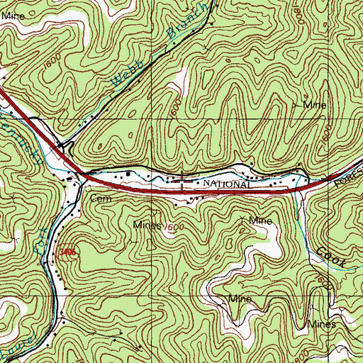 Topographic Map of Cumming Post Office (historical), KY