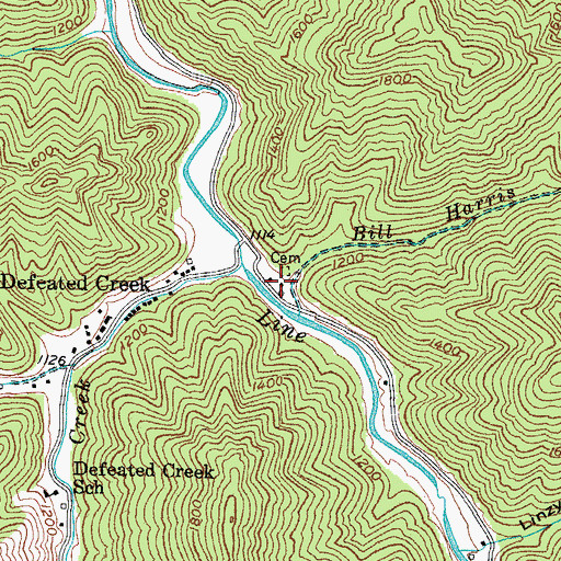 Topographic Map of Defeated Creek Post Office (historical), KY