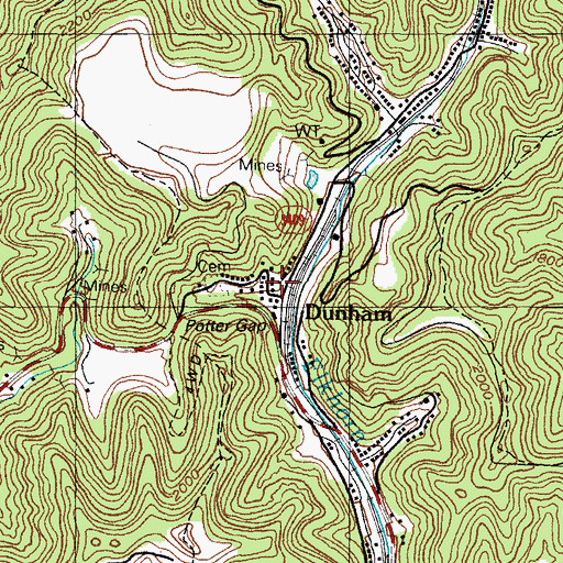 Topographic Map of Dunham Post Office (historical), KY