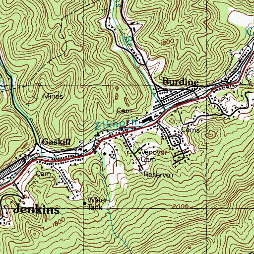 Topographic Map of East Jenkins Station (historical), KY