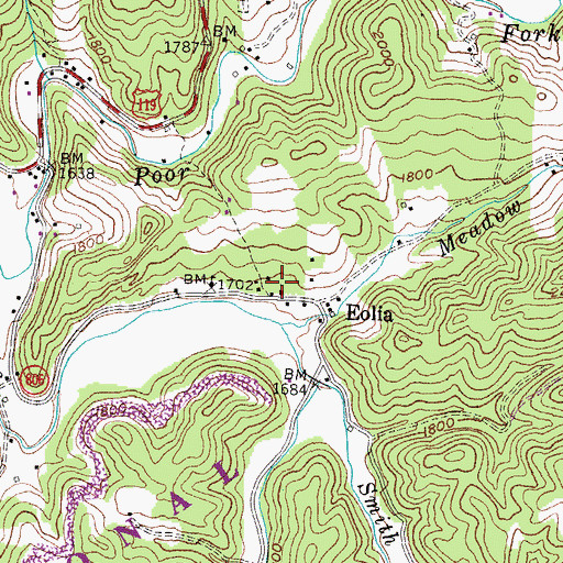 Topographic Map of Eolia Church, KY
