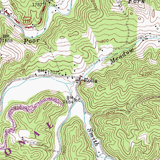 Topographic Map of Eolia Post Office, KY