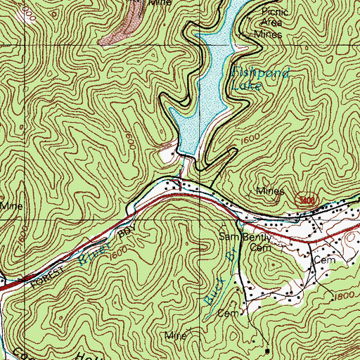 Topographic Map of Fishpond Post Office (historical), KY