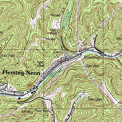 Topographic Map of Fleming Post Office (historical), KY