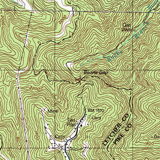 Topographic Map of Gamblers Rock, KY