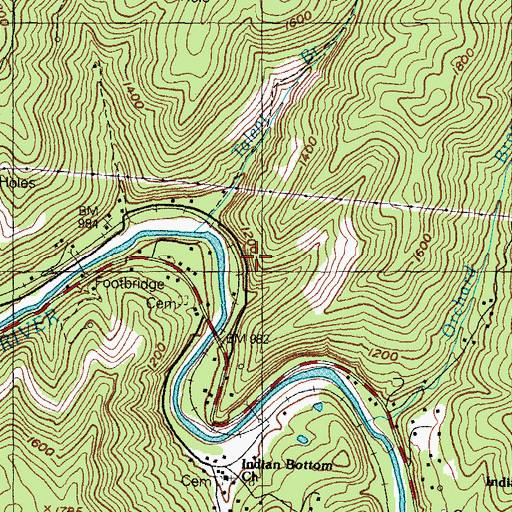 Topographic Map of Gourd Post Office (historical), KY