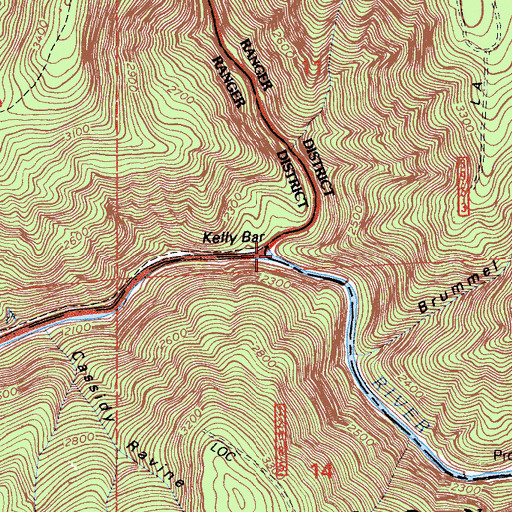 Topographic Map of Canyon Creek, CA
