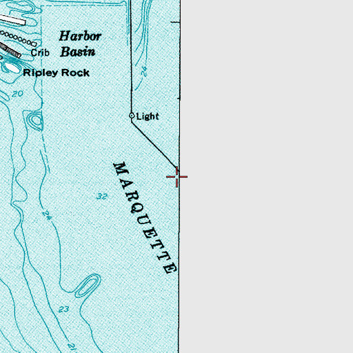 Topographic Map of Lower Harbor Breakwall Lighthouse, MI