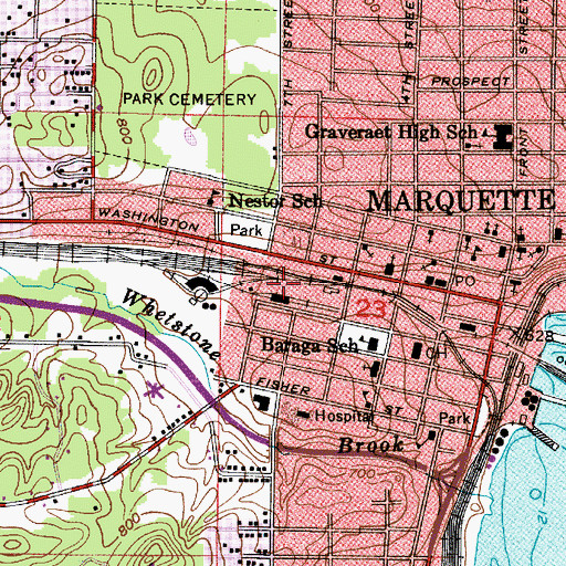 Topographic Map of Spring Street Park, MI