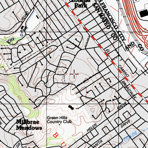 Topographic Map of Capuchino High School, CA