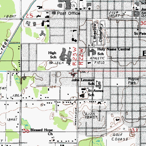 Topographic Map of Immanuel Lutheran Church, MI