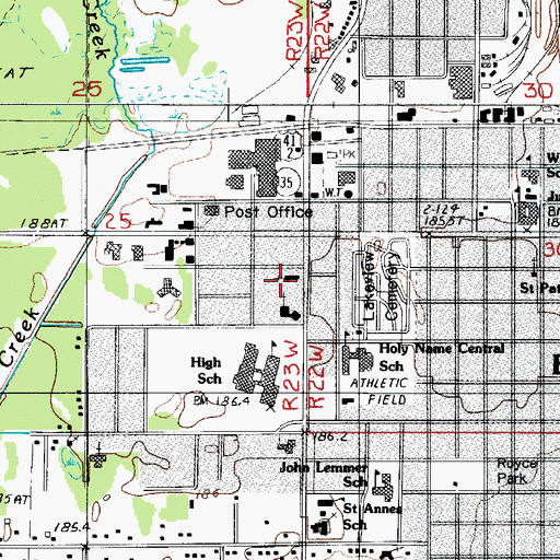 Topographic Map of Central United Methodist Church, MI