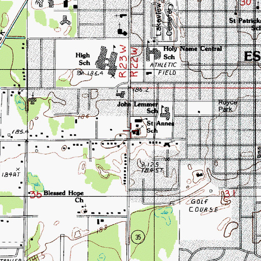 Topographic Map of Saint Ann Church, MI