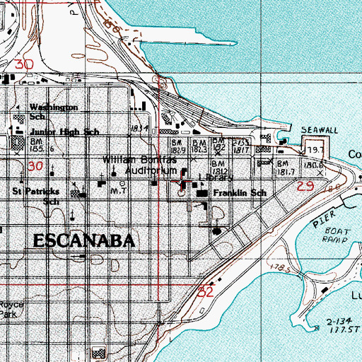 Topographic Map of Saint Joseph and Saint Patrick Church, MI