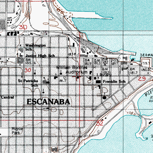 Topographic Map of First Presbyterian Church, MI