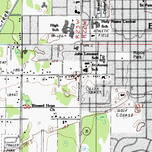 Topographic Map of Assembly of God Church, MI