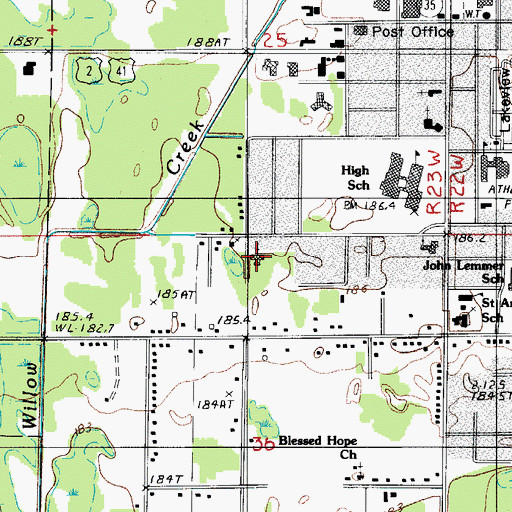 Topographic Map of Salem Evangelical Lutheran Church, MI