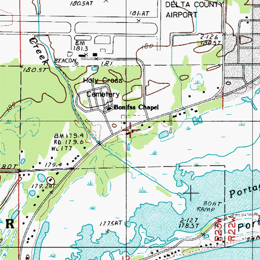 Topographic Map of Escanaba Pentecostal Church, MI